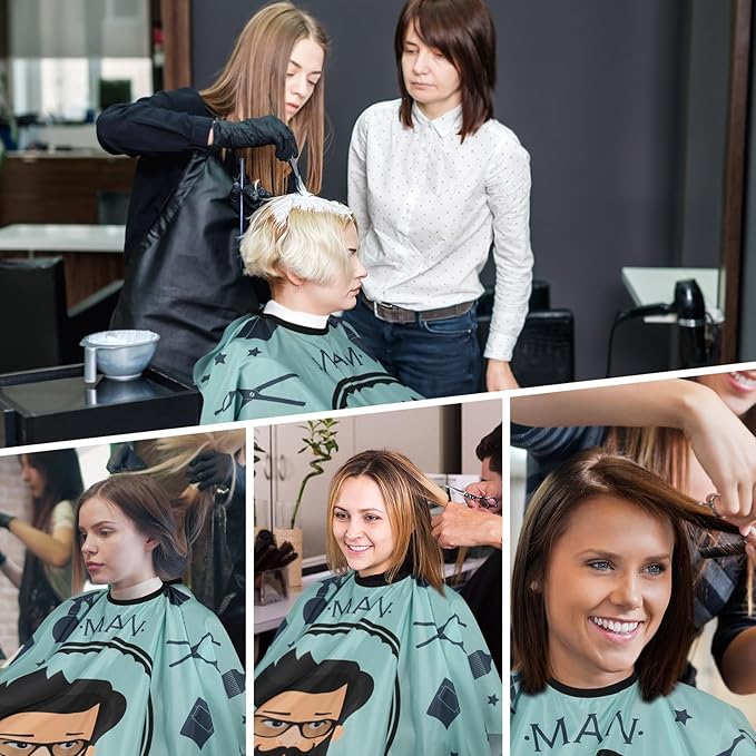 Professional Hair Cutting Cape with Neck Duster Brush, Waterproof Salon Barber Cape with Snaps, Barber Accessories