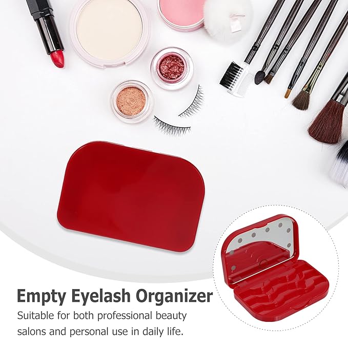 Led Eyelash Storage Box Portable Eyelash Organizer with Makeup Mirror Compact False Case for Travel and Daily Use
