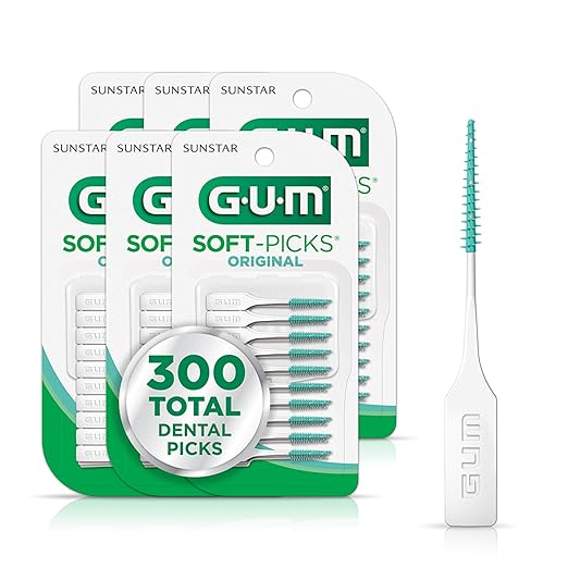 GUM Soft-Picks Original, Dental Picks for Teeth Cleaning Health, Disposable Interdental Brushes with Convenient Carry Case, Dentist Recommended Dental Picks, 50 Count (Pack of 6) 300 Total