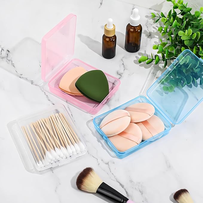 3 Pack Travel Cotton Swab Qtip Holder, Portable Hair Tie Organizer with Lid, Flosser Dispenser, Lightweight Storage Organizer for Bathroom Vanity Countertop