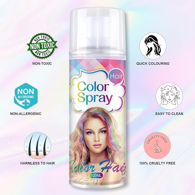 Temporary Hair Color Spray, Black One-Time Use Hair Color Dye for Women and Kids, Disposable Hair Dye-On 1-Day Washable for Cosplay Party DIY,Christmas Party, Halloween (Black)
