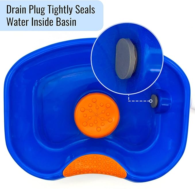 DMI Portable Shampoo Bowl for Bedside and Hair Washing, Hair Cuts and Coloring for the Elderly, Disabled, Bedridden and Handicapped, Blue