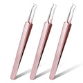 Honoson 3 Pcs Blackhead Tweezer Stainless Steel Pimple Tweezers Extractor Tool for Remove Zit Whitehead Pimple Bend Curved Tweezer Skin Blackhead Remover Tools(Champagne Purple)