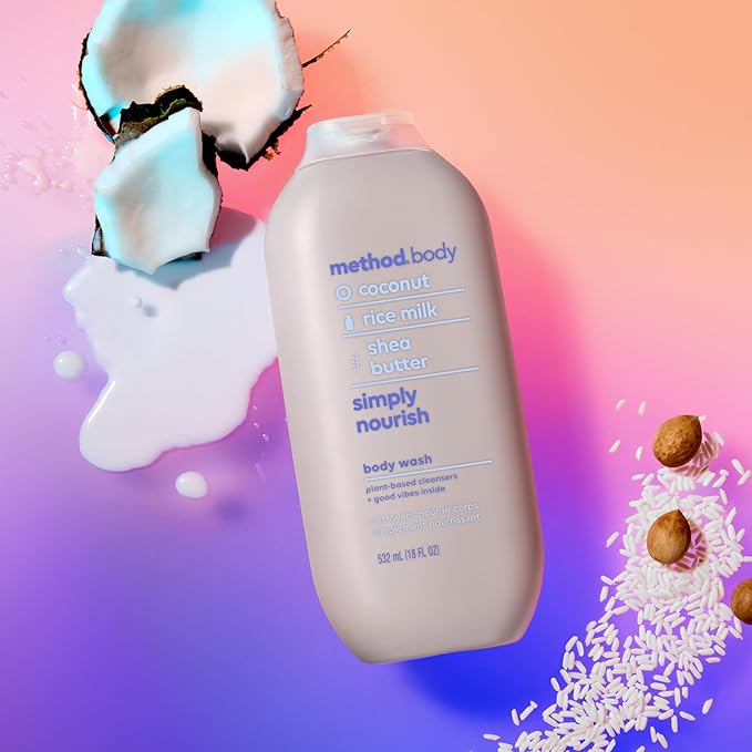 Method Body Wash,Simply Nourish,Paraben and Phthalate Free,18 oz,(Pack of 6)