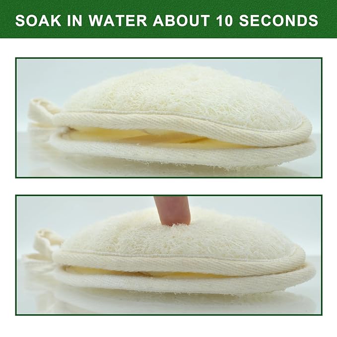 Natural Loofah Exfoliating Body Scrubber, Made with Natural Shower Loofah Sponge for Men and Women’s SPA (Pack of 4)