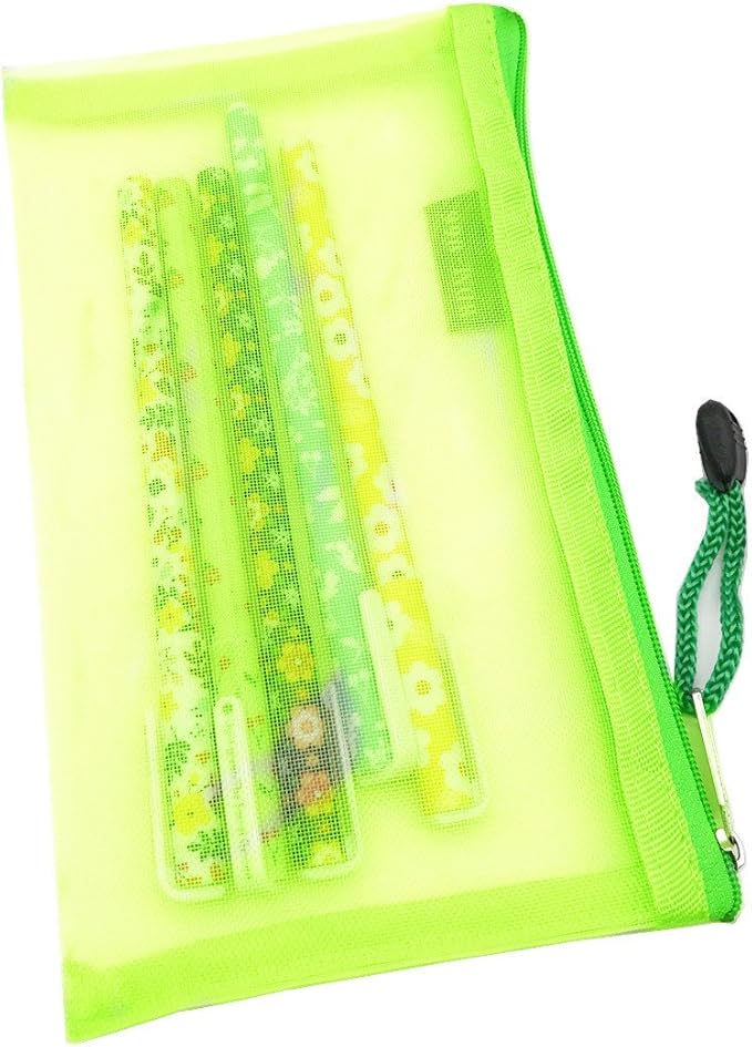 Pack of 5 pcs Multipurpose Nylon Mesh Cosmetic Bag Makeup Travel Cases Pencil Case Travel Organizers
