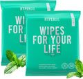 HyperGo XL Body Wipes for Women & Men – 12" x12" Rinse-Free Full Body Cleansing Wipes 2-20 Count Packs - Mint | Biodegradable, Hypoallergenic, Aloe-Infused | Gym, Festival, Camping Essentials