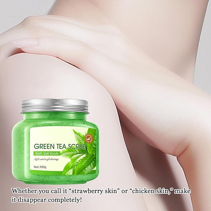 Green Tea Body Exfoliator, Deep Cleaning Exfoliating Body Scrub, Moisturizing Nourishing Salt Rose Body Scrub, 350 g