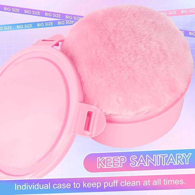 WSYUB Body Powder Puff, Powder Puff for Body Powder, 6 Inch Extra-Large Powder Puffs,Ultra Soft Fluffy Velour Powder Puff, Pink