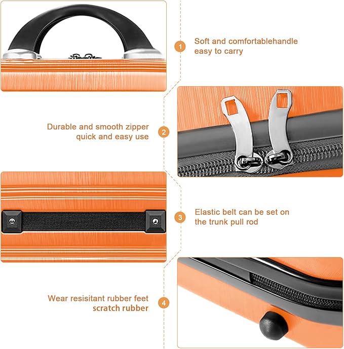 14inch Makeup Train Case PC ABS Cosmetic Case Hardshell Makeup Bag Organizer Toiletry Gifts for Her Travel Outside Activity (orange)
