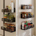 6 Pack Magnetic Spice Rack for Refrigerator Set, Black Magnetic Shelf and Fridge Kitchen Cabinet Organizers Storage Seasoning Organization Mini Shelves.