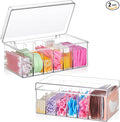 2 Pcs 8.5 x 4.9 x 3.5 Inch Large Capacity Acrylic Lash Extension Cart Organizers and Storage 6 Divided Eyelash Extension Supply Storage Box Clear Eyelash Cart with Lid Technician Lash Techs