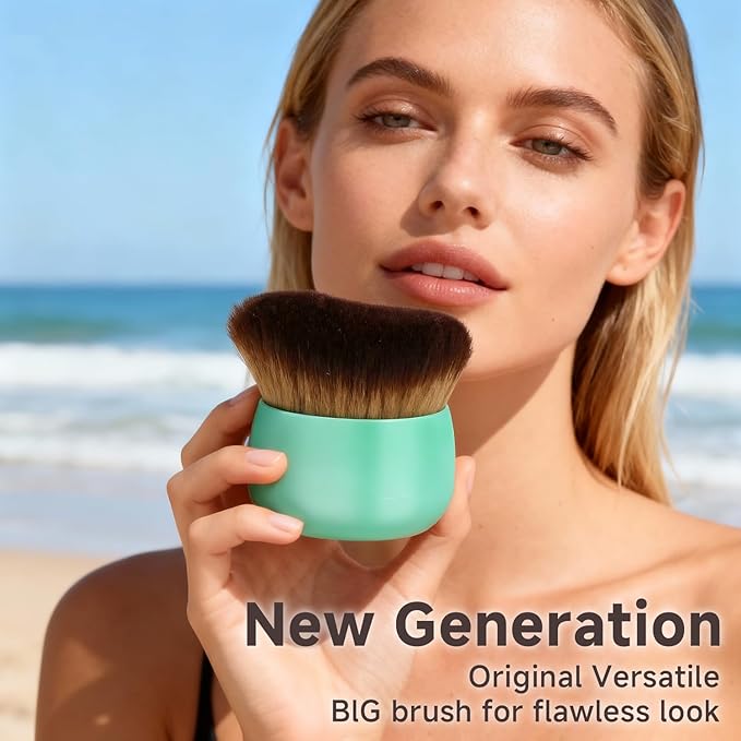 Makeup Blend & Blur Extra Large Body Brush for Self Tanner,Leg Makeup & Bronzer Self Tan Applicator, Powder, Foundation, Blusher, Bronzer，Massager for Face Gift box (Green)