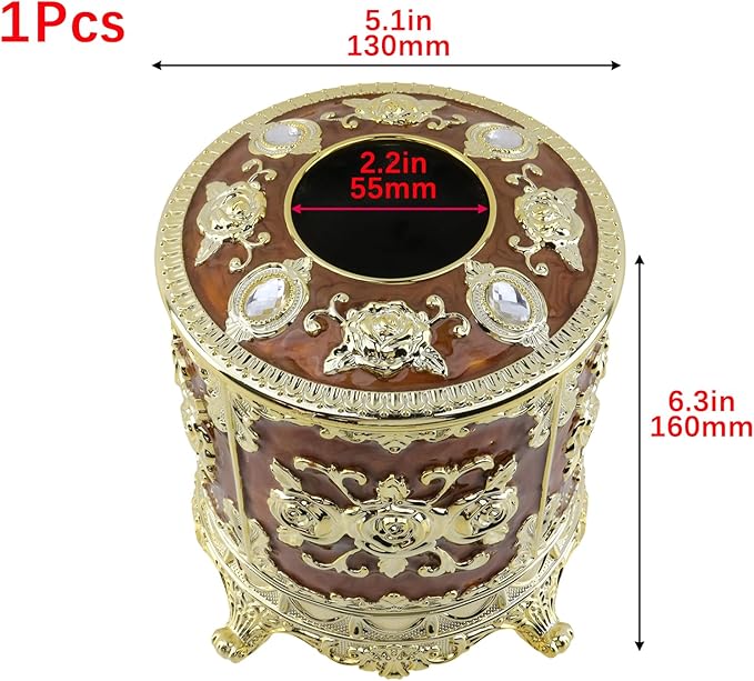 Geesatis Tissue Box Cover, Cylindrical Tissue Box Holder, Napkin Facial Tissues Holder for Bathroom Toilet Bedroom Living Room Table Desk Office Dresser, 1Pcs Dark Brown 6''x6.3''