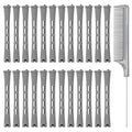Coolrunner 60PCS Hair Perm Rods Set, Plastic Curler Perm Rods with Steel Pintail Comb, DIY Hair Curler Styling Tools for Hairdressing Hair (0.9cm, Blue, Gray)