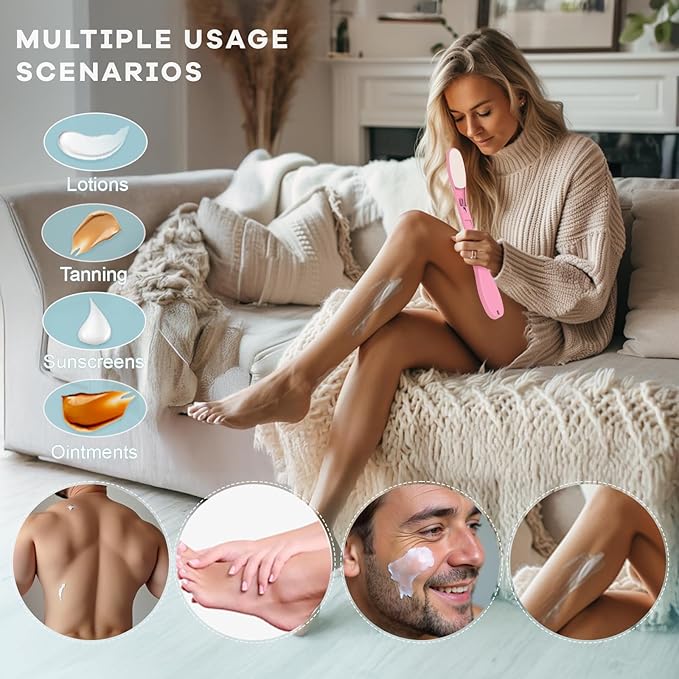 SFFTCYY&ZGTJ Lotion applicator for Back self,Back Scratcher,Back Lotion applicator for Women,Tanning mitt,Gifts for Seniors,Back Washer,Lotion Back applicator,Foldable,Portable,applicator Pads,Pink