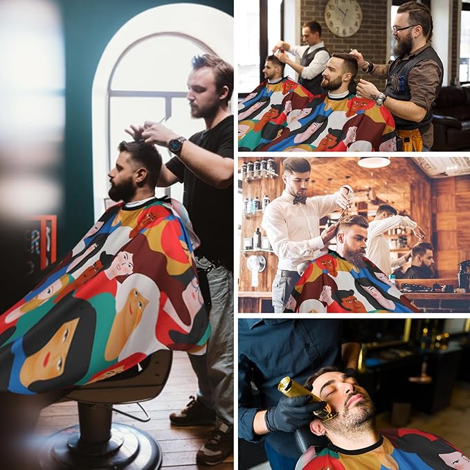 Professional Hair Cutting Cape with Neck Duster Brush, Waterproof Salon Barber Cape with Snaps, Barber Accessories