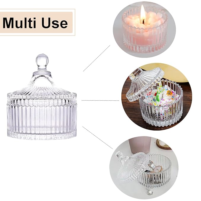 Body Powder Puff and Container, Glass Box for Dust Puff, Powder applicator with Case for Dusting powder (white)