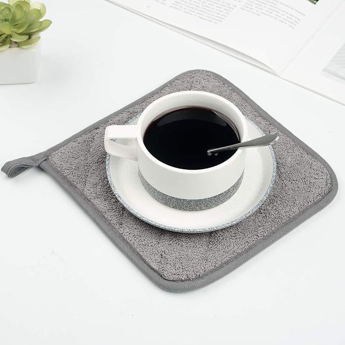 100% Cotton Kitchen Everyday Basic Terry Pot Holder Heat Resistant Coaster Potholder for Cooking and Baking Set of 5 (Multi Color 2, Potholder)