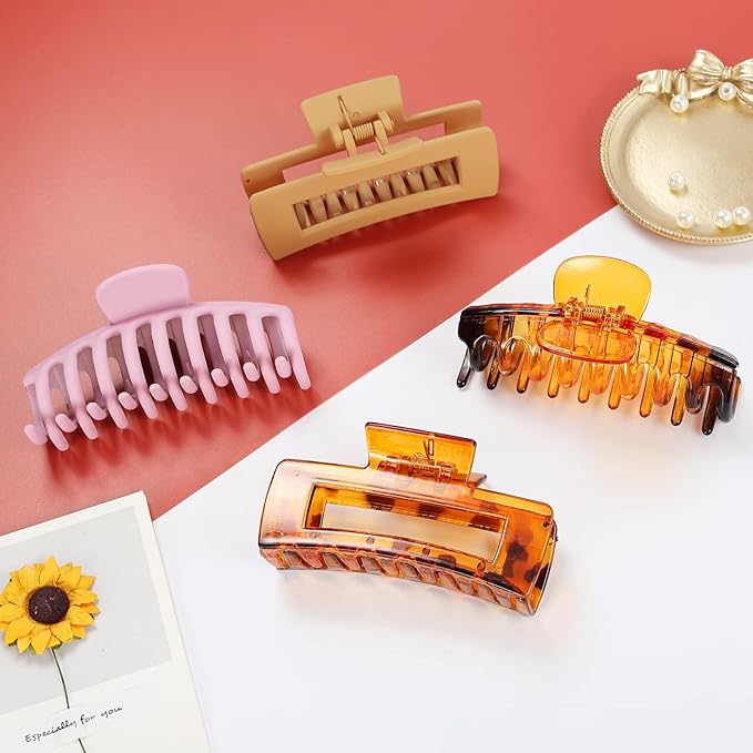 laxizar Claw Clip Hair Clip 8 Pack 4.3 Inch Rectangular Hair Clips for Women Girls Large Hair Jaw Clips Hair Clamps