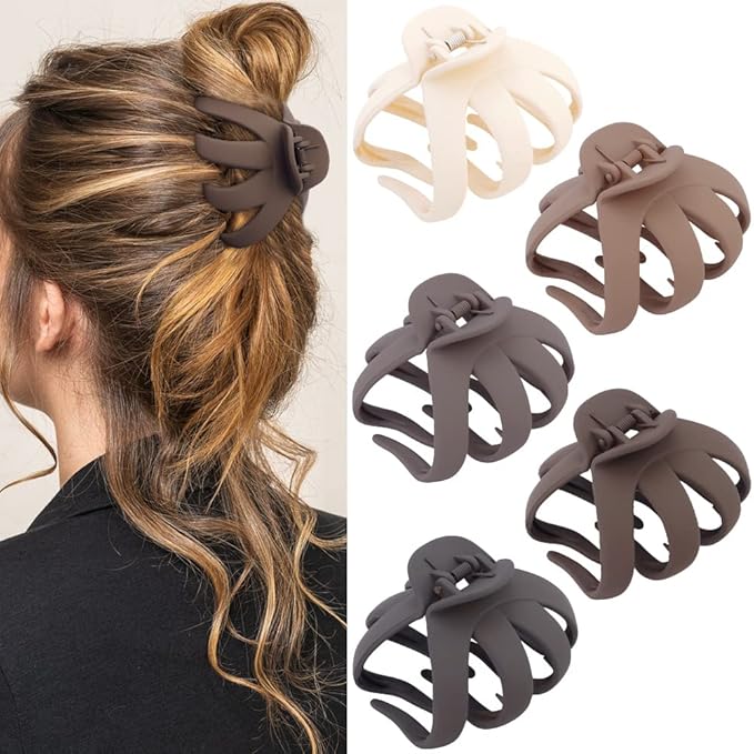 Hair Clips Claw Clips for Thick Hair, Atoden 5Pcs Large Hair Grips 3.15'' Big Octopus Hair Clip Long Thick Medium Hair Neutral Jumbo Jaw Clips Hair Accessories for Women Girls Trendy Stuff