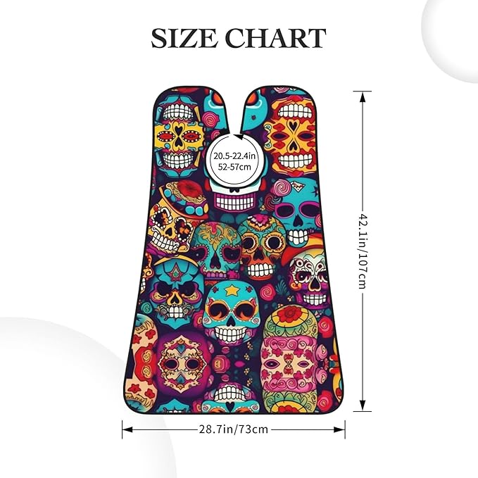 Sugar Skulls Print Beard Bib Apron For Men, Beard Hair Catcher For Men Shaving Trimming,Beard Cape Cloth, Black