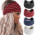 Olbye Wide Boho Headbands Floral Stretch Head Wraps Turban Knotted Yoga Hairbands Workout Hair Accessories for Women 4Pcs (Polka Dot, 9.4 * 5.9'')