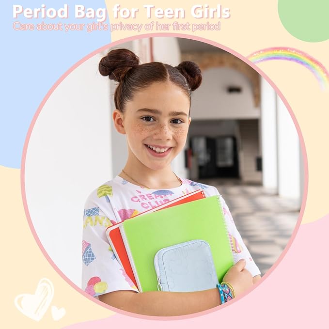 Desing Wish Cloud Pattern Period Bag for Teen Girls, Padding Sanitary Napkin Storage Bag Menstrual Pad Period Pouch Tampon Holder for Purse (Pink)