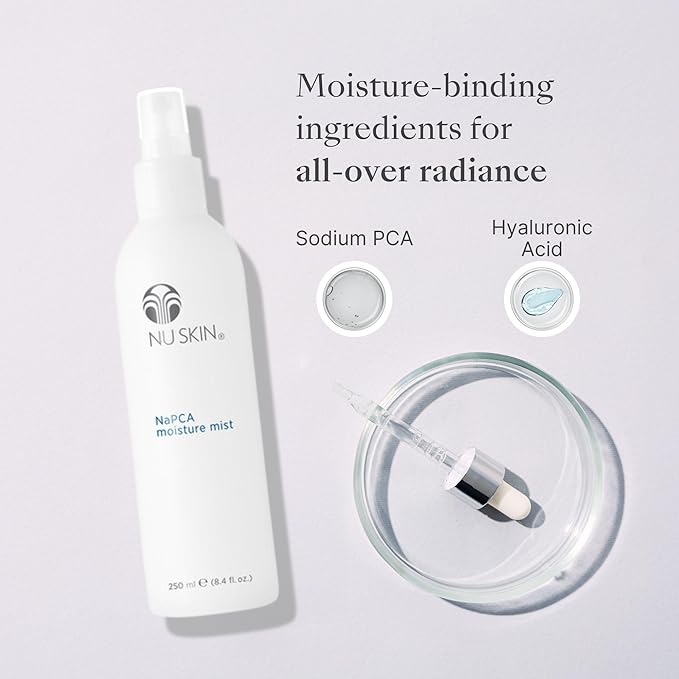 Nu Skin NaPCA Moisture Mist | Revitalizing Moisturizer & Cooling Mist with Hyaluronic Acid | Hydrating Spray for Face, Body & Hair | Sodium PCA for All Skin Types | 8.4 fl. oz. | 2 Pack