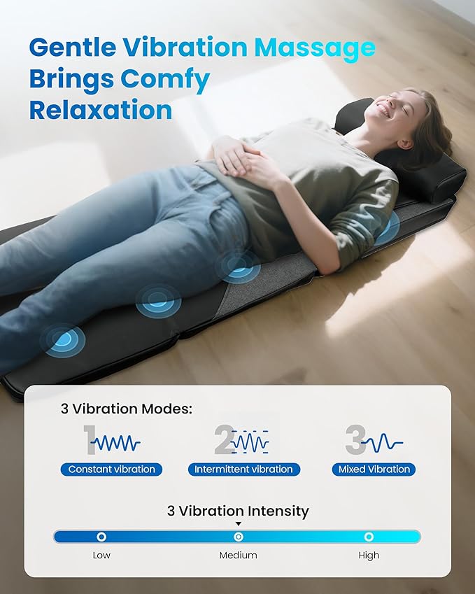 COMFIER HSA Eligible Shiatsu Full Body Massage Mat with Heat, FSA Back Massage Pad for Pain Relief Deep Tissue Kneading & Vibration Heating Chair Massager for Recliner, Sofa, Bed, Gifts for Men Women