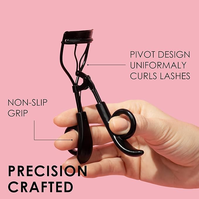 JAPONESQUE Pro Performance Eyelash Curler for Almond, Monolid or Hooded Eyes, Eye Lash Curler Delivers Sweeping Lash Volume & Eye Opening C Curl, Ergonomic Precision-Crafted Pivot Design