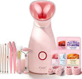 Facial Steamer Spa Kit, 12 Skin Care Tools & 5 Jelly Mask Powder, Nano Ionic Steamer for Facial Deep Cleaning Unclog Pores Sinuses, Warm Mist Humidifier for Home SPA, Self Care Gifts for Women
