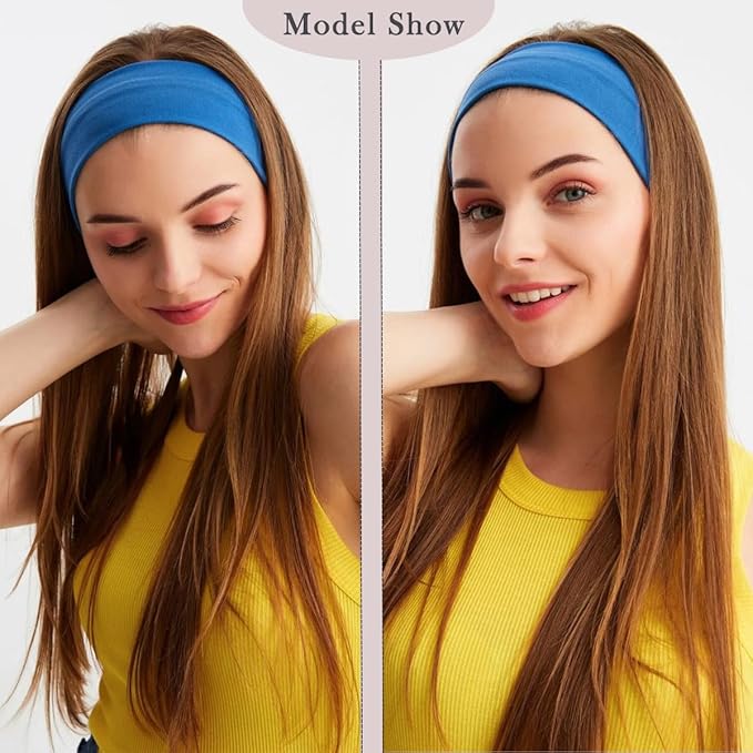 Kachanaa 6 Pcs Non-Slip Headbands for Women,Boho Hair Bands Soft Cross Elastic Head Bands Hair Accessories,Wear for Yoga Working Out Travel or Running