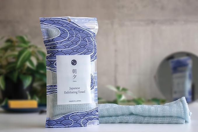 Asayu Japan Exfoliating Body Wash Towel – Made in Japan Nylon Shower Cloth with Triple-Weft Wave Weave – Quick-Dry, Hygienic, and Gentle Deep Cleansing for Smooth Skin