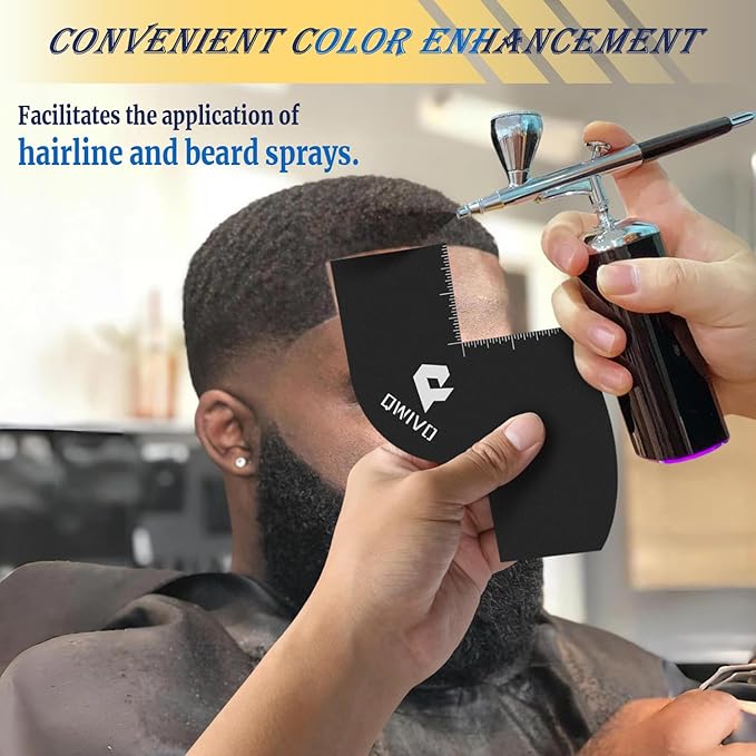 Color Enhancement Barber Card with Measurement indicators, Easy to Clean Hairline Maker for Barber Shape, Reusable Beard Line Up Tool, Color Spray Edge Hair Liner Card (Black-C)