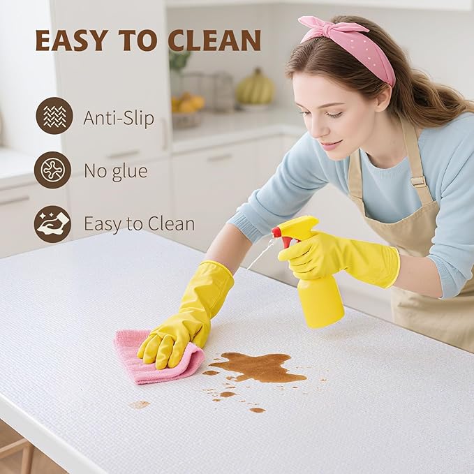 Shelf Liners for Kitchen Cabinets 23.6in x 39.37FT, Non Adhesive Drawer Liner Pure White Thickened Shelf Liner Non-Slip Easy to Clean for Tool Box Refrigerator with Knife and Tape Measure