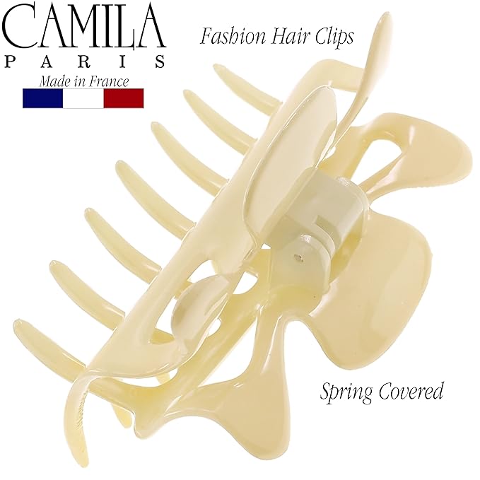 Camila Paris CP3509 French Hair Clip for Women, 3.5 inch Cream for Thick Volume Hair, Girls Hair Claw Clips Jaw, Durable Styling Hair Accessories for Women, Strong Hold No Slip Grip, Made in France