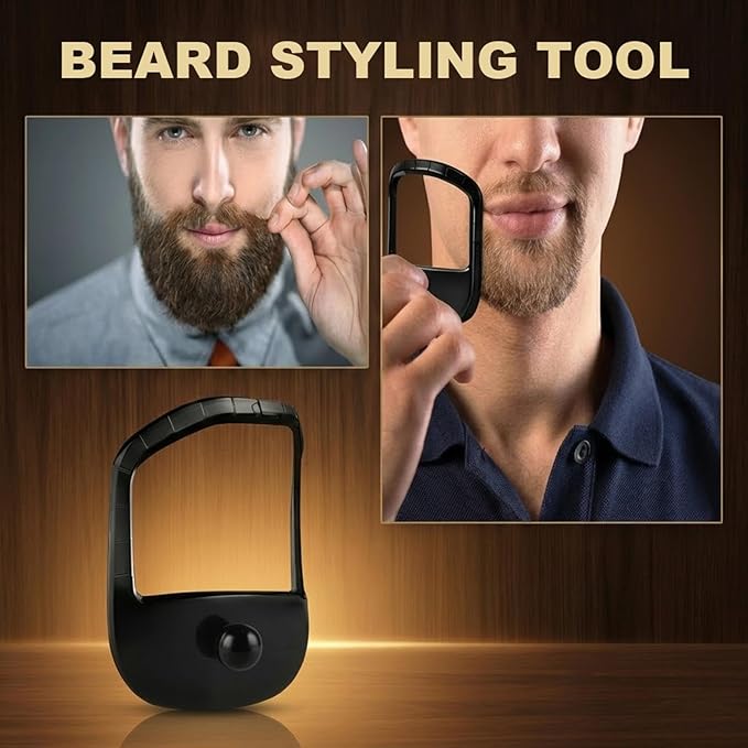Beard Shaping Tool With 5 Templates, Precision Beard Guide For Clean Lines And Goatee, Durable ABS Beard Shaper Tool For Home Grooming, Portable Beard Accessories For Men (Transparent)