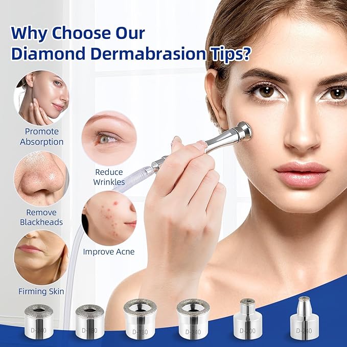 Diamond Dermabrasion Head, Microdermabrasion Accessories 6 Tips, Facial Replacements Dermabrasion Head Replacements Professional Microdermabrasion Tool