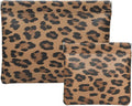 2 Leopard Leather Small Makeup Pouches Set for Women,Cosmetic Accessories,Waterproof and Portable Cosmetic Bags,Self-closing,No Zipper, Aesthetic Storage Pouch,Lipstick for Purse, Brown