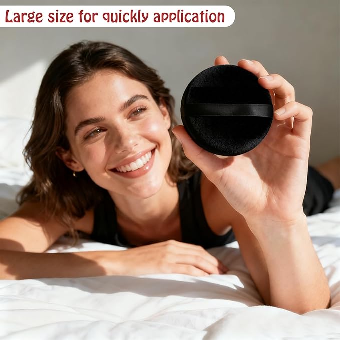 Body Powder Puff Extra Soft Large 3.95" Dusting Powder Puff for Women Bath and Face Makeup Setting Powder Applicator - Perfect for Talcum or Loose Powder, Big Beauty Sponge