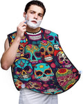 Sugar Skulls Print Beard Bib Apron For Men, Beard Hair Catcher For Men Shaving Trimming,Beard Cape Cloth, Black