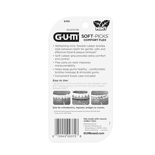 GUM Soft-Picks Comfort Flex, Mint, Dental Picks for Teeth Cleaning Health, Disposable Interdental Brushes with Convenient Carry Case, Dentist Recommended, 80 Count (Pack of 4) 320 Total