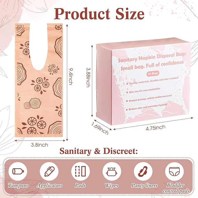 Maitys 200 Pcs Disposable Bags for Sanitary Pads Personal Care Disposal Bags Fragrance Small Discreet Diaper Sacks for Tampons, Pads, Liners, Condoms & More