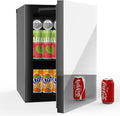 Stopasd Compact Beverage Refrigerator, 0.9 Cu.Ft/24 Can Mini Fridge with Adjustable Shelves & Mirror Door for Drink and Cosmetics,Quiet Compact Countertop Skincare Fridge for Bedroom/Office/Bar
