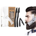 Adjustable Beard Shaper Template For Men- Kit With Flexible Beard Stencils, Barber Pencil & 3 Pcs Foldable Facial Razors, Style Beard As Per Your Face Shape (Beard Shaper - Transparent)