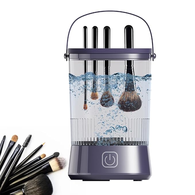 Makeup Brush Cleaner Machine - Automatic Cosmetic Brush Cleaning Tool for Sponges and Makeup Eggs, Efficient Easy Use Cleaner for Daily Makeups Hygiene, Portable Home Vanity Accessory
