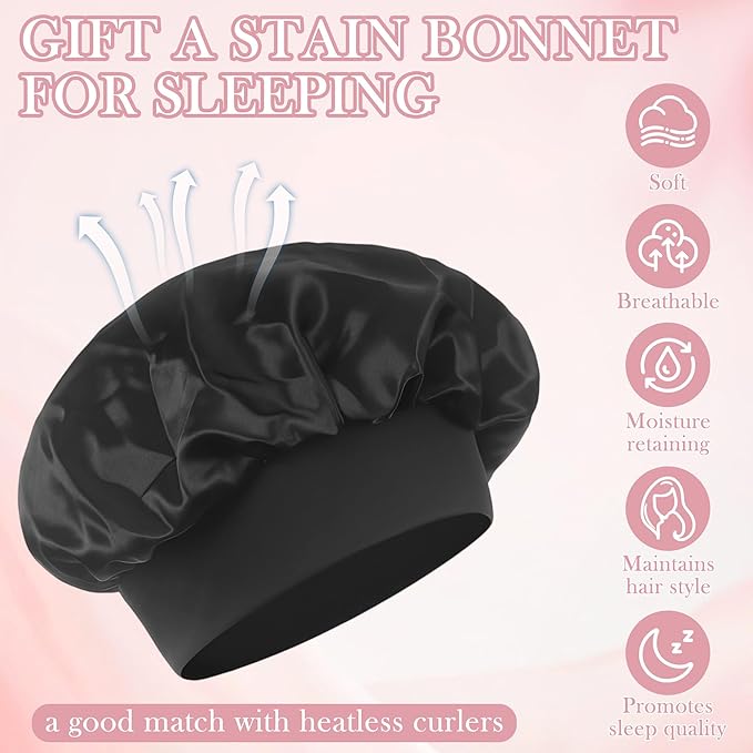 Heatless Curls Overnight, No Heat Overnight Curl Headband, 70" Soft Ribbon Wrap for Long Hair, 9 PCS Heatless Curls Set