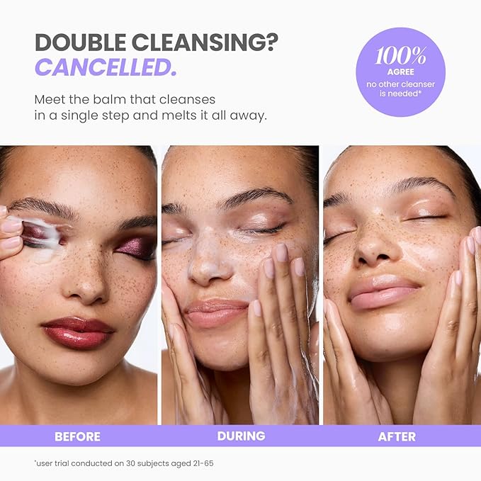 Wonderskin Cleansing Balm - Melt It All Balm to Milk Makeup Remover, Gentle Hydrating Face Cleanser with Centella and Chamomile