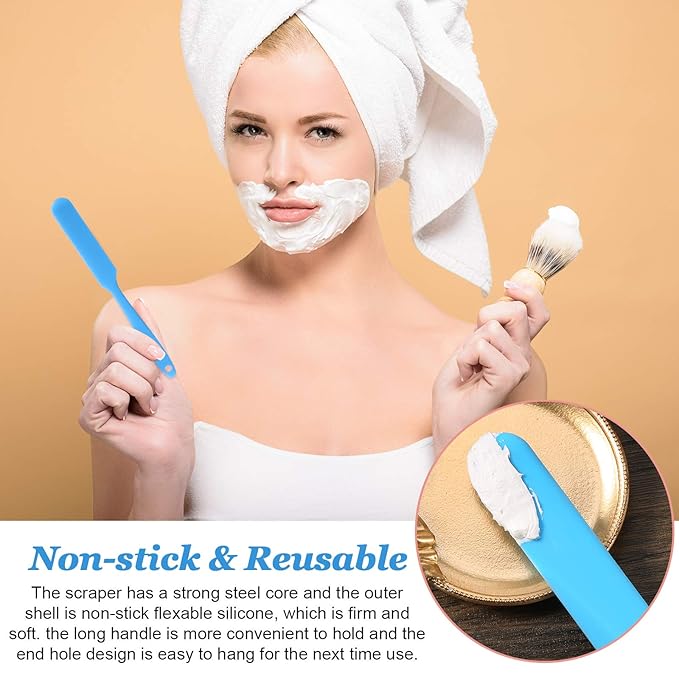 Patelai Non Stick Wax Spatulas Silicone Waxing Sticks Waxing Applicator Hair Removal Large Reusable Scraper Large Area Hard Wax Sticks for Home Salon Body Use Mixing Resin(Blue)
